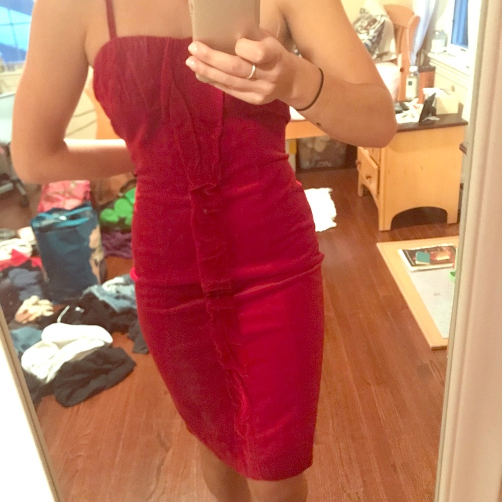 VINTAGE red mini dress (velvet)